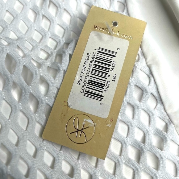 RIS-K Women's White Net-Overlay Lace-Up Sides Expedition One Piece Swimsuit - Picture 14 of 16